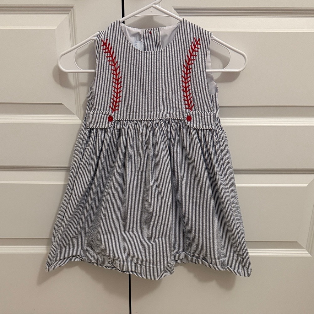 Little English Striped Dress with Red Accents